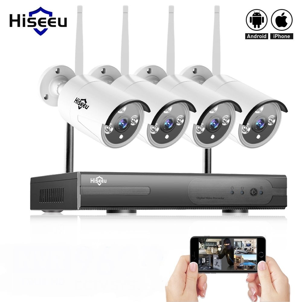 Hiseeu Wireless CCTV System 4CH 960P waterproof IP camera outdoor wifi 1080P NVR 4PCS Home Security