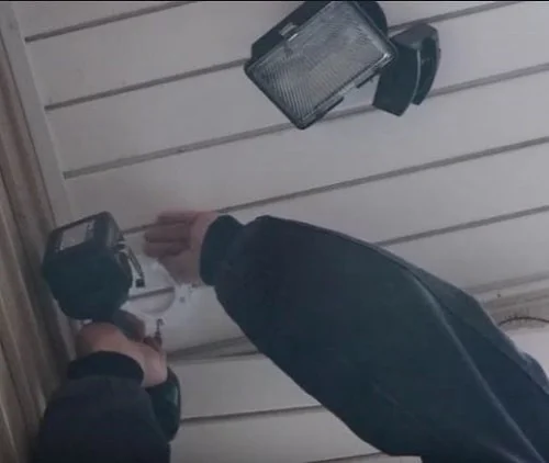 Drill holes in soffit Drill holes in soffit