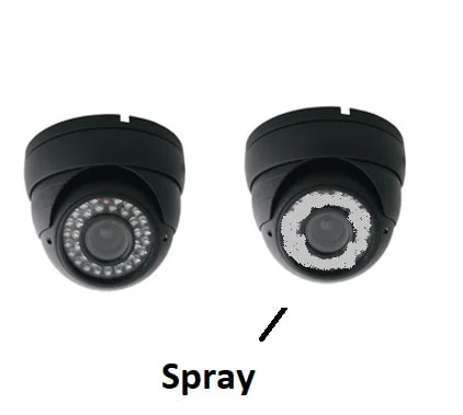 Hide security camera red lights with spary Hide security camera red lights with spary