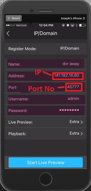 Find Security Camera Port Number From Mobile App Find Camera Port Number From Mobile App