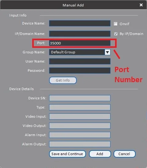 Find the Port Number of the security Camera Via PC viewing Software