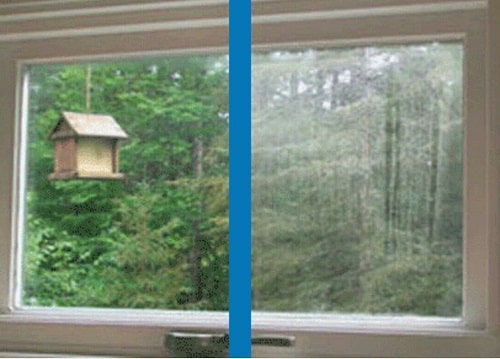 Before and after putting Anti-fog Spray