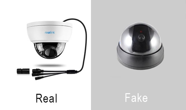 Shape of real security camera vs fake security camera Shape of real security camera vs fake security camera