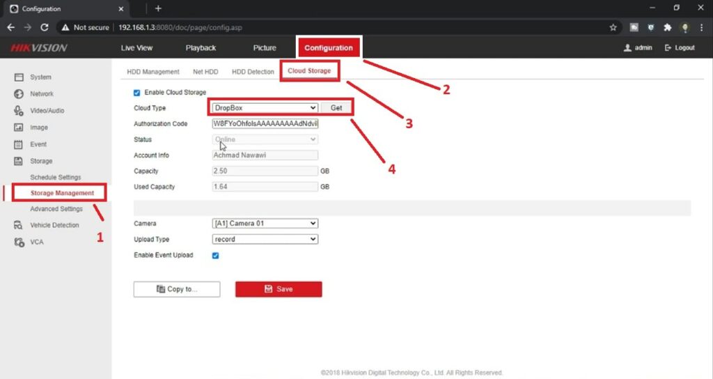configure the security system to record on cloud storage configure the security system to record on cloud storage