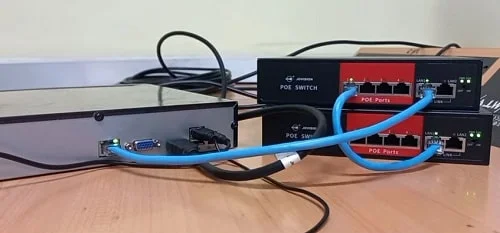 Connect the 2 PoE switches directly to the NVR