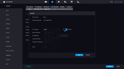 Disabling DHCP for the second NVR Disabling DHCP for the second NVR